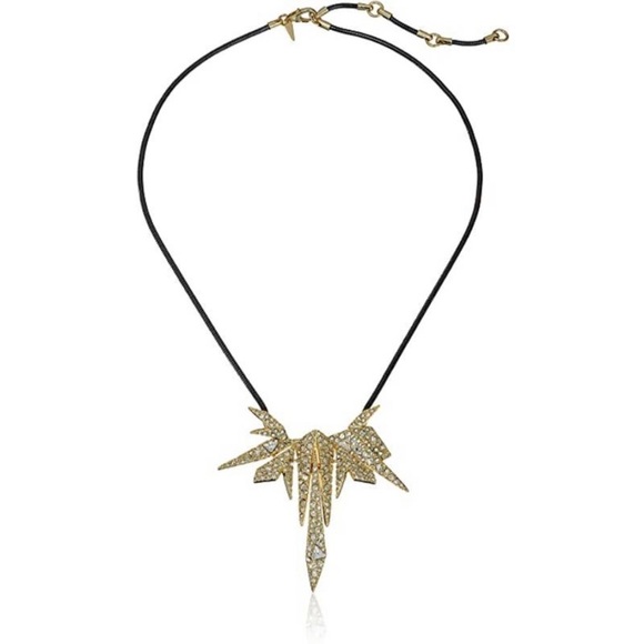 Alexis Bittar Golden Crystal Encrusted Spiked Origami Shards Bib Necklace - Picture 3 of 10
